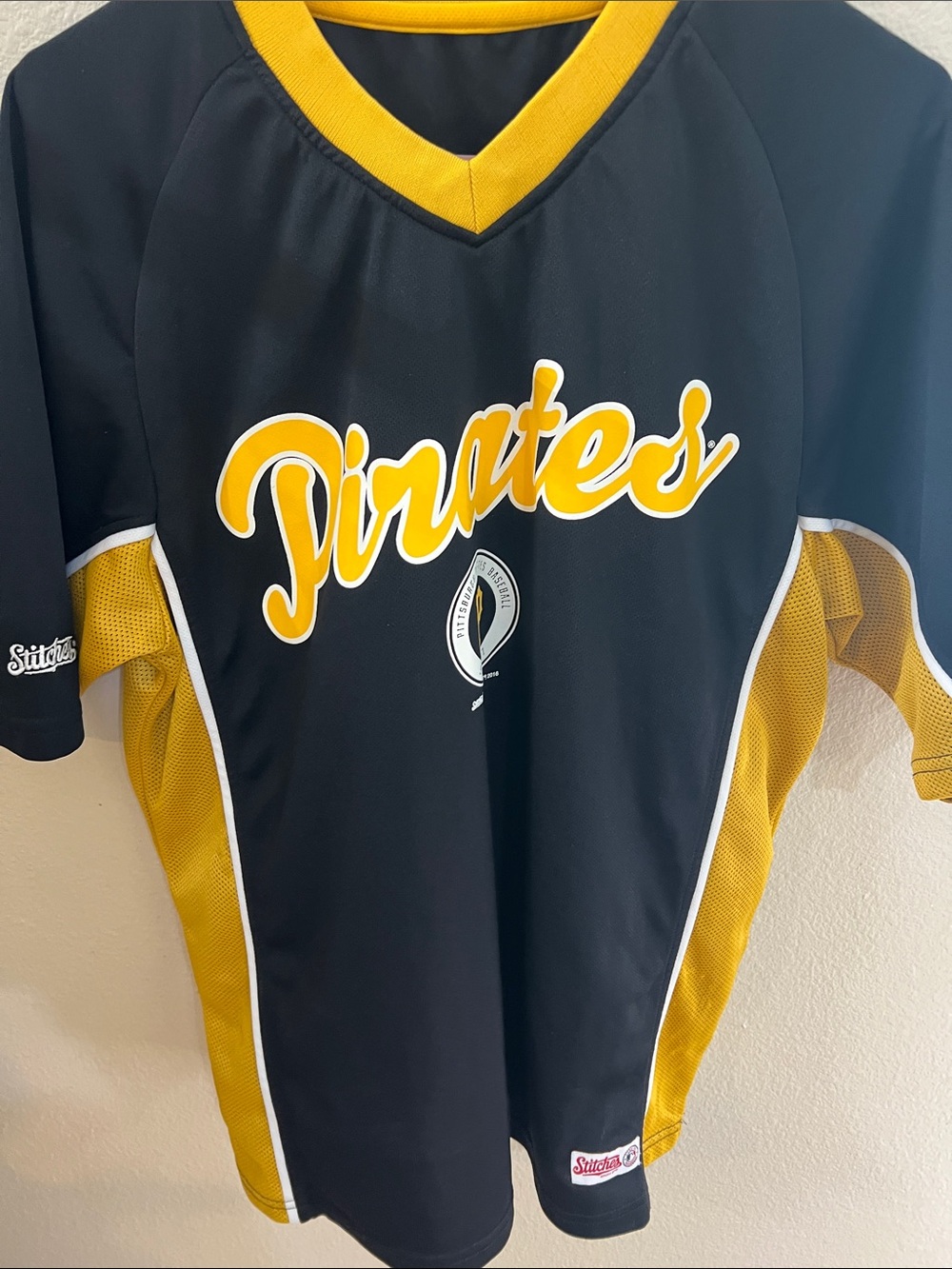 Stitches Black & Yellow "Pirates" Short Sleeve Jersey